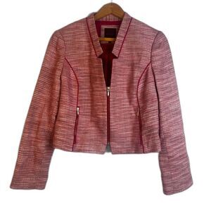 The Limited Tweed Blazer Zip Up Fitted Cropped Elevated Basics Zip Sleeve Large